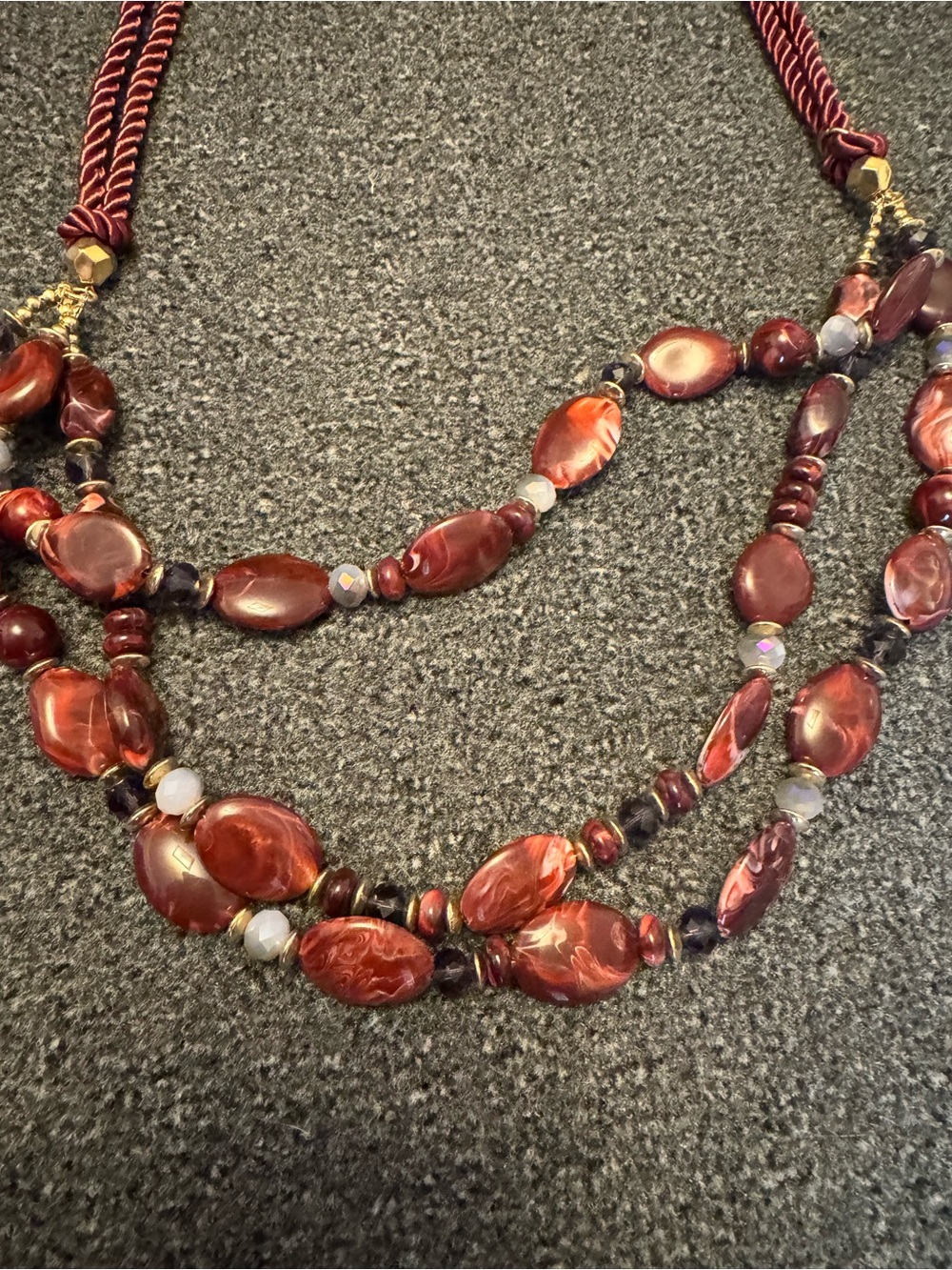 Red Multi-Strand Beaded Necklace - Women Jewelry - Picture 4 of 7